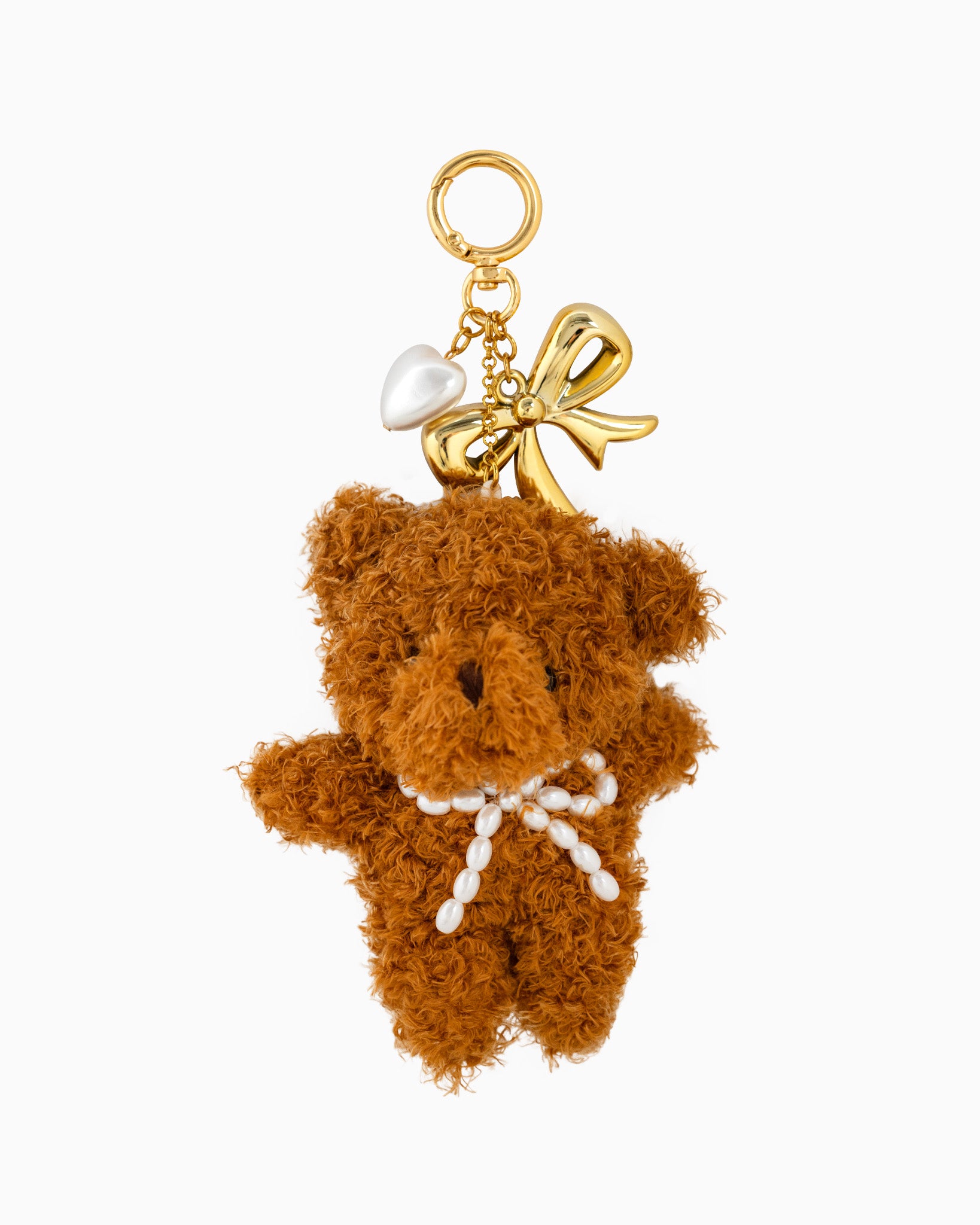 Plush Pearl Bow Teddy Bear Bag Charm